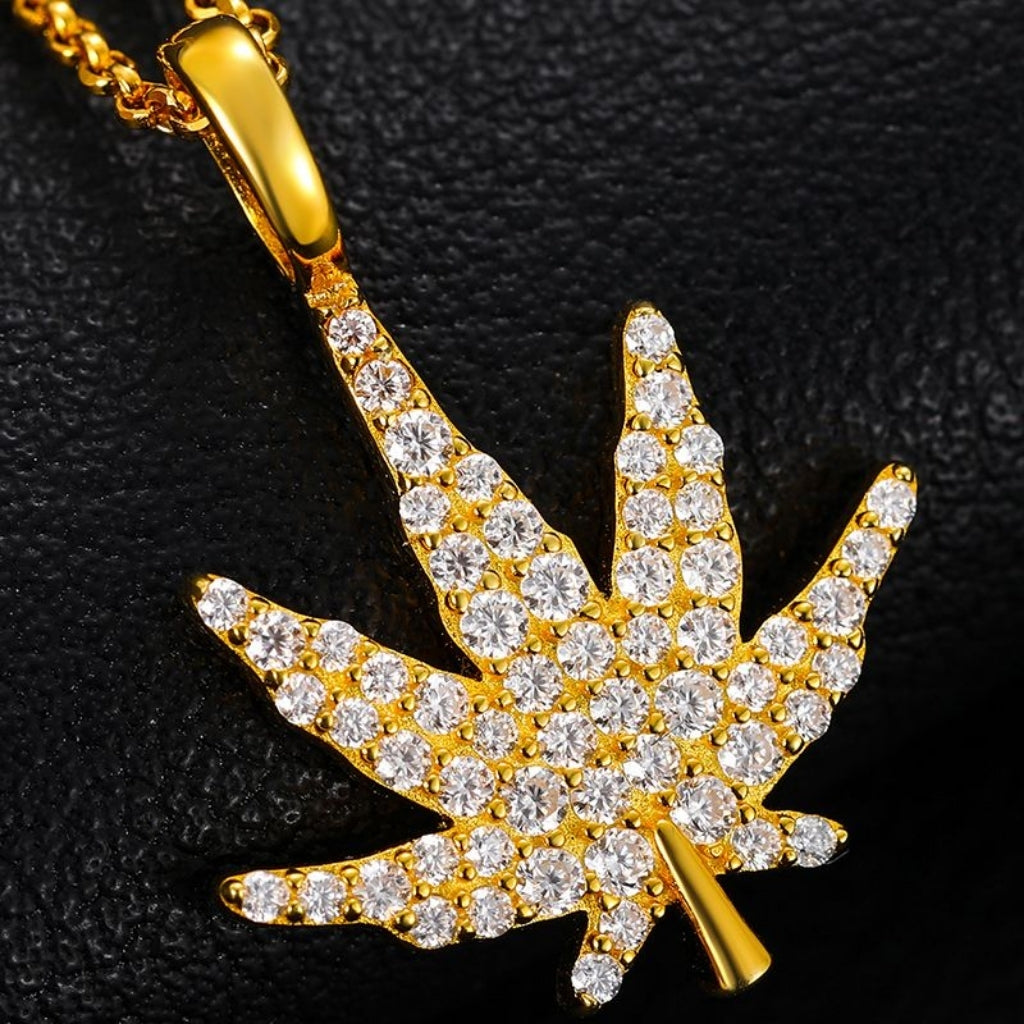 Pavé Leaf Moissanite Pendant Necklace