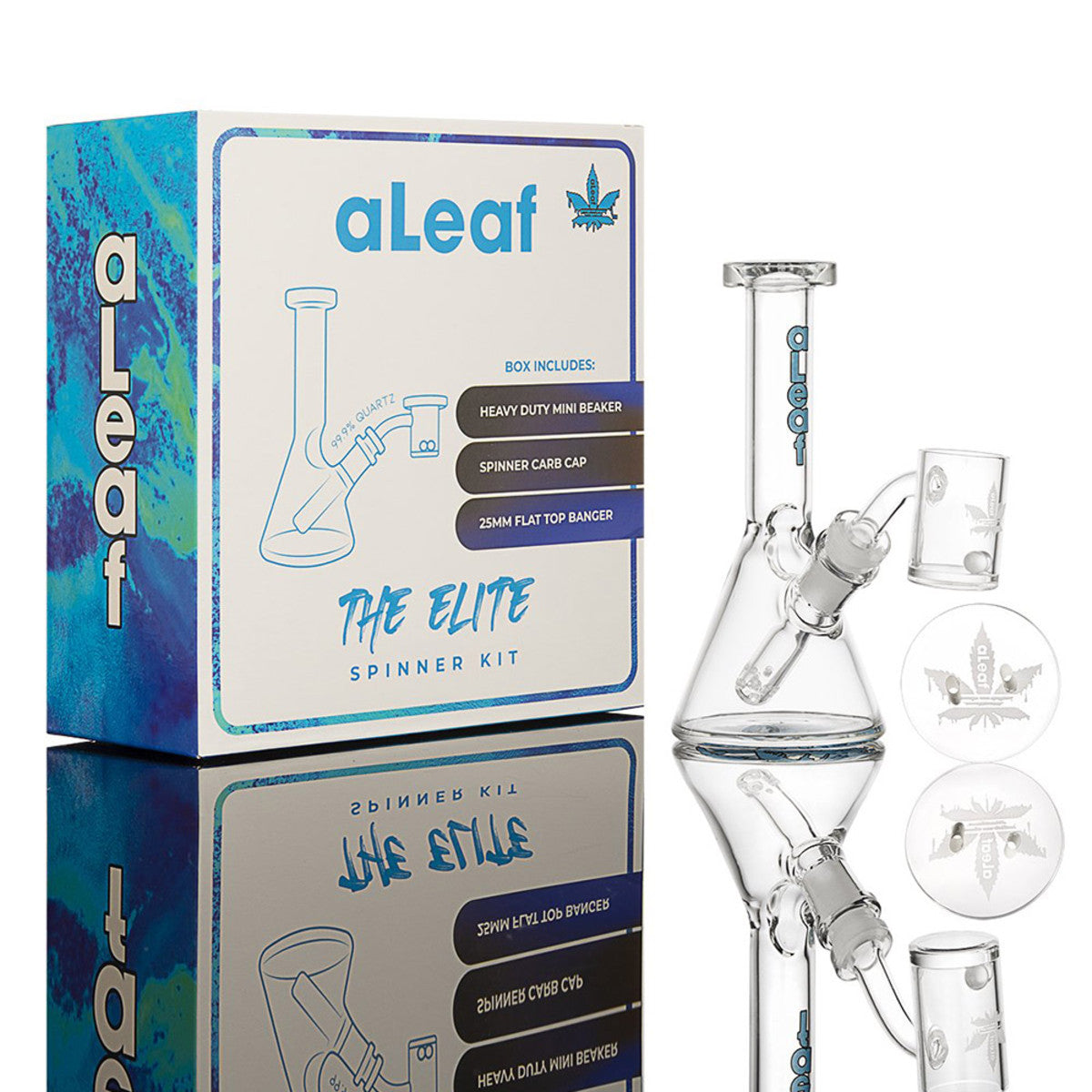 aleaf elite mini beaker spinner kit glass dab rig blue