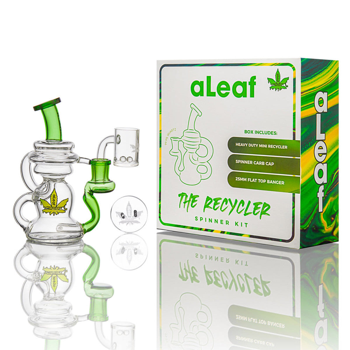 aleaf recycler spinner kit mini dab rig green