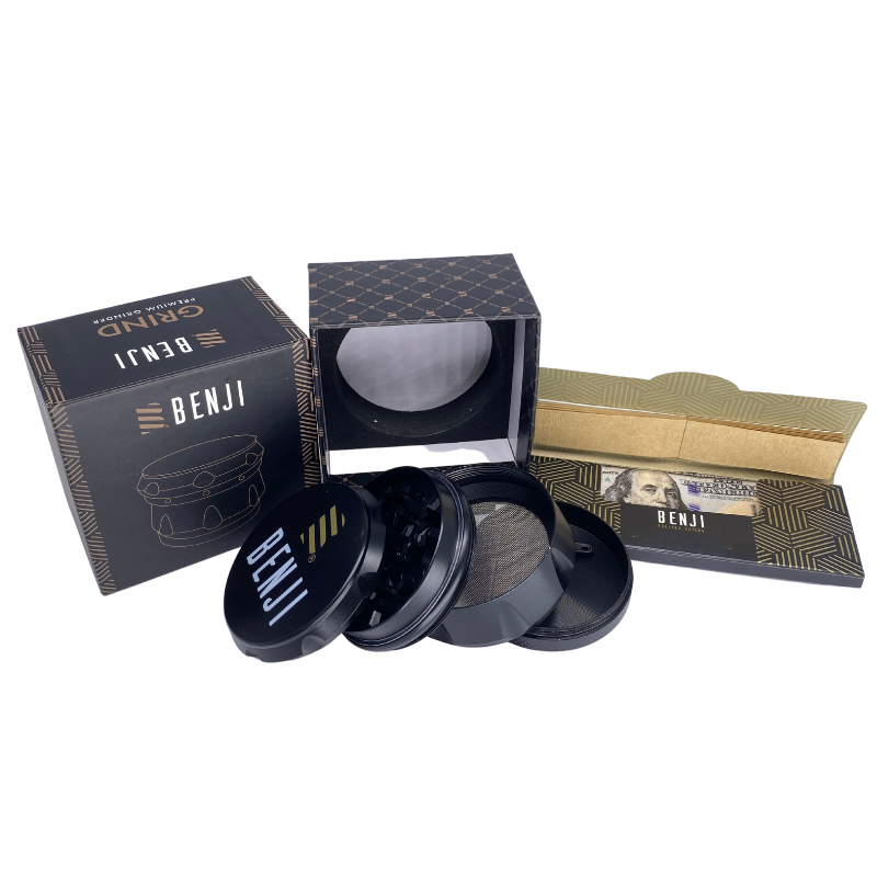 benji papers 4 piece herb grinder black