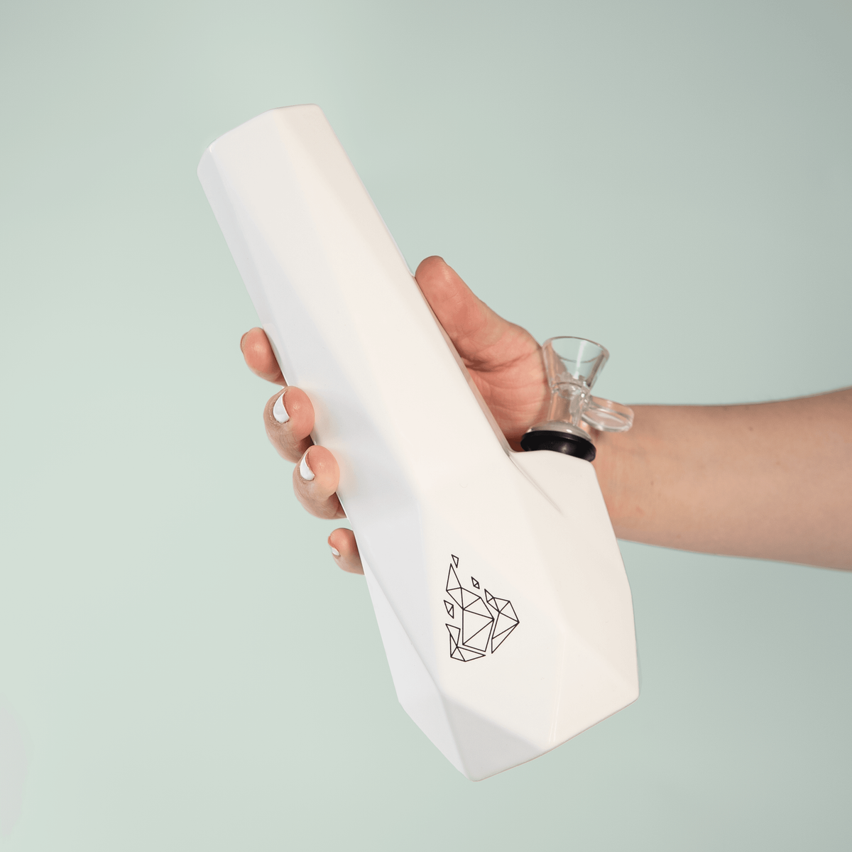 brnt designs hexagon ceramic bong water pipe white