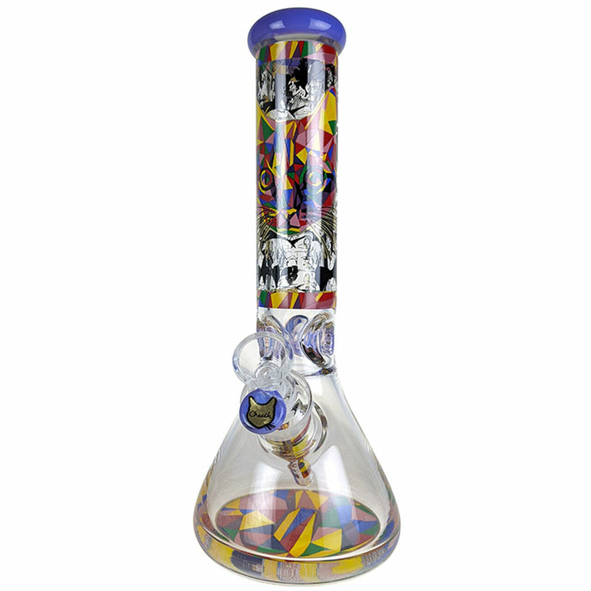Cheech Glass Abstract Kitty Beaker - 13"