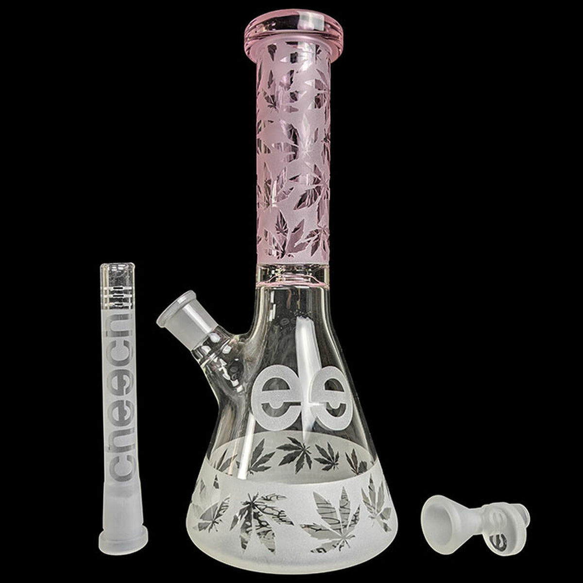 Cheech Glass Sandblasted Leaf Beaker - 10"