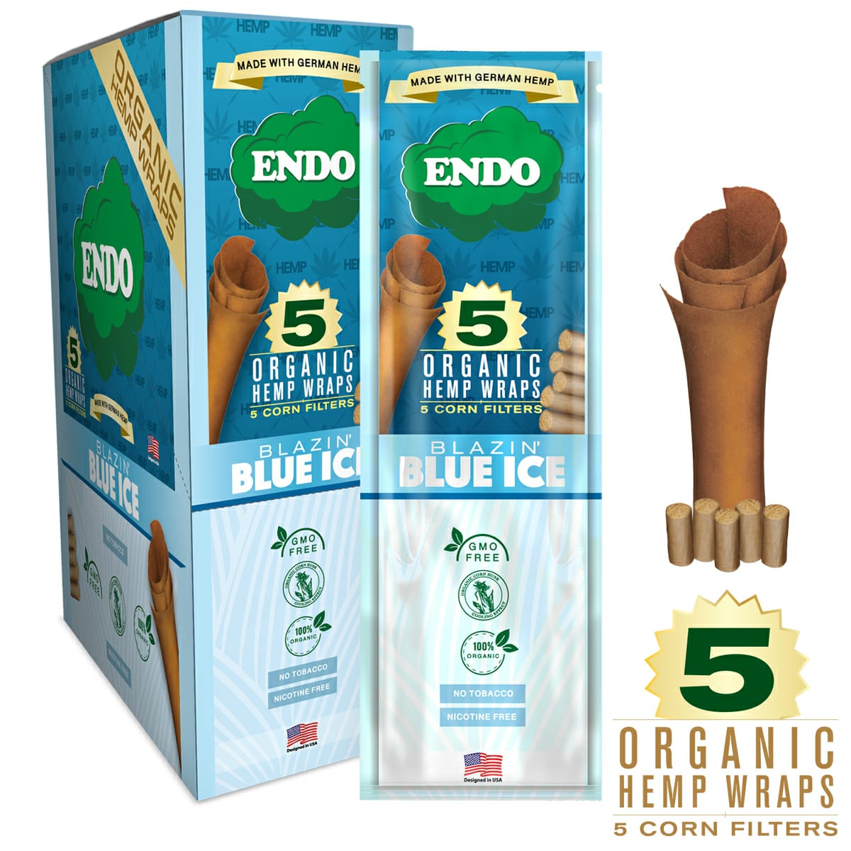 Endo Hemp Wraps - Blazin Blue Ice
