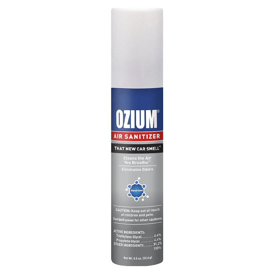 ozium air sanitizer spray new car smell travel size