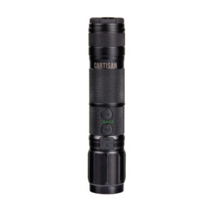 Cartisan High Beam Vape Cartridge Battery in matte black featuring precision-knurled aluminum body and built-in flashlight.