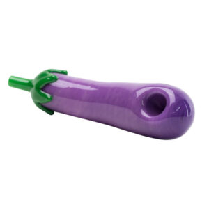 Empire Glassworks Eggplant Emoji Hand Pipe in front view