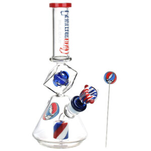 Grateful Dead x Pulsar Inception Cube Beaker Bong front view