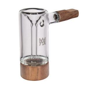 MJ Arsenal Steamboat Bubbler in clear glass with black walnut wood accents front view