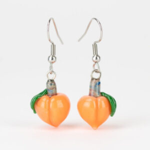 mmmelty Peach Glass Earrings front view