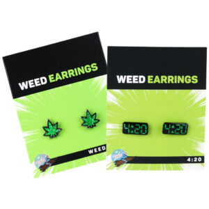 Wood Rocket 420 Clock and Hemp Leaf Earrings view