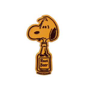 Peanuts Snoopy Root Beer fridge magnet by Three Potato Four Snoopy drinking from a root beer bottle in amber molded rubber