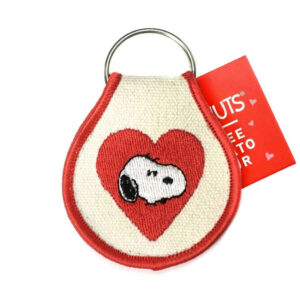 Three Potato Four Peanuts Snoopy Heart Patch Keychain front view