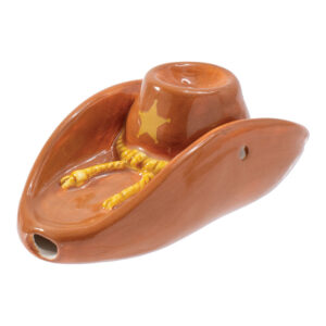 Wacky Bowlz Cowboy Hat Ceramic Hand Pipe in full color view