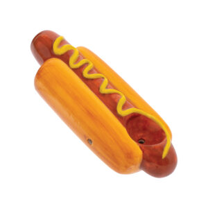 Wacky Bowlz Hot Dog Ceramic Hand Pipe in full color view