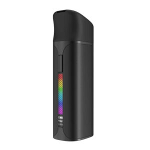 Compact black Yocan Pocket Concentrate Vaporizer with an angled mouthpiece and colorful temperature display.